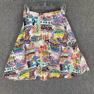 Sugarhill Brighton Skirt Women's 8 Abstract Multicolor Artwork‎ A-Line Cotton